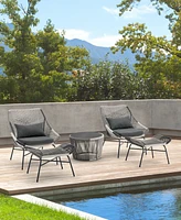 Manhattan Comfort 33.7" 5-Pc. Metal Ashland Modern Upholstered Patio Conversation Set