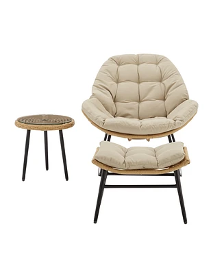 Manhattan Comfort 31" -Pc. Metal Benson Modern Upholstered Patio Rocking Chair Set