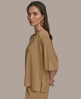 Donna Karan New York Women's Elbow-Sleeve Metallic Sweater