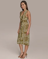 Donna Karan New York Women's Printed V-Neck Sleeveless Dress