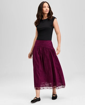 And Now This Women's Drop-Yoke Embroidered Maxi Skirt, Exclusively at Macy's