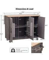Geometric Kitchen Island with Drop Leaf, Storage, and Towel Rack