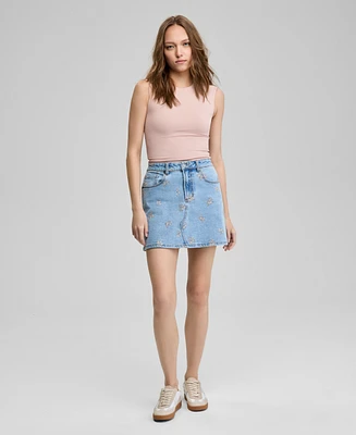 And Now This Women's Floral-Embroidered Denim Skirt, Exclusively at Macy's