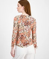 Tommy Hilfiger Women's Floral-Print Ruched-Sleeve Top