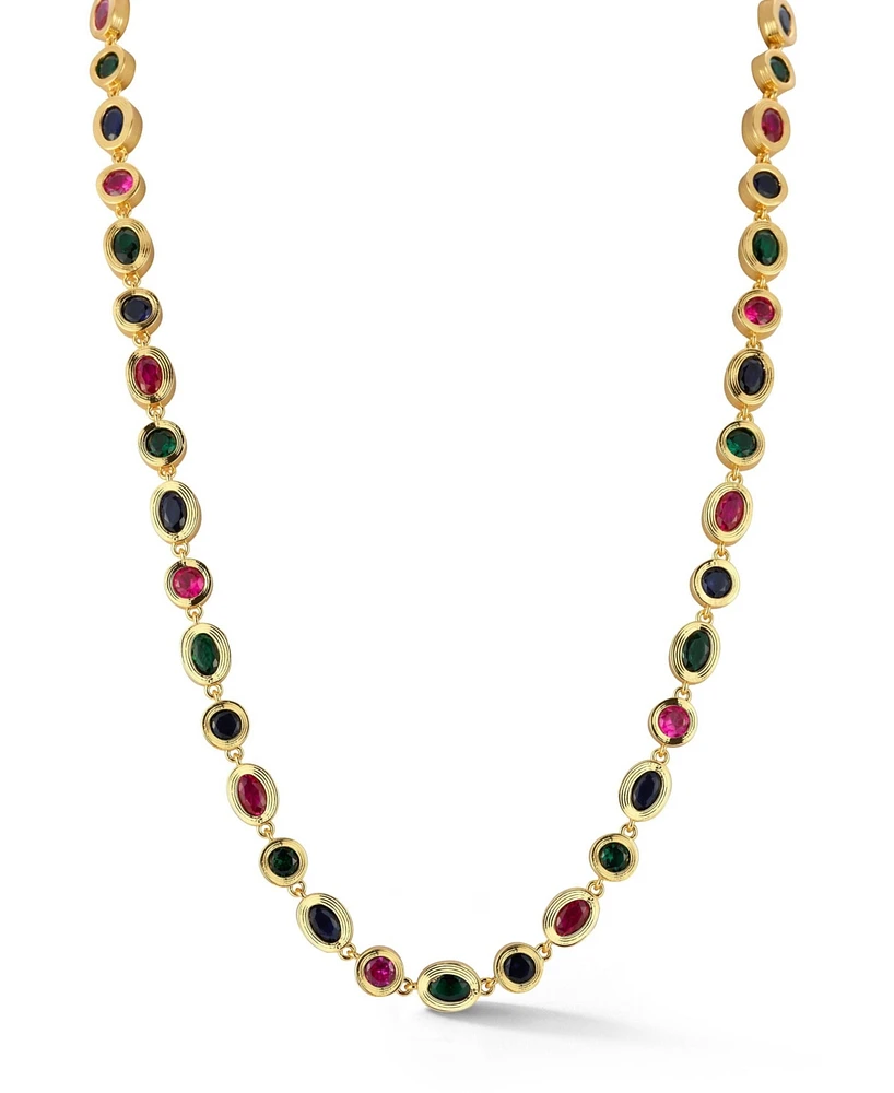 Rachel Zoe Gold Plated Multicolor Gem Collar Tennis Necklace