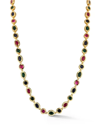 Rachel Zoe Gold Plated Multicolor Gem Collar Tennis Necklace