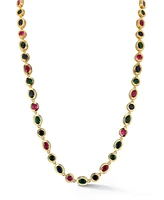 Rachel Zoe Gold Plated Multicolor Gem Collar Tennis Necklace