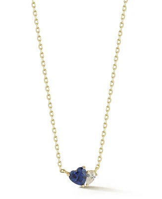 Rachel Zoe 14K Gold Plated Sterling Silver Dainty Two-Stone Heart Necklace