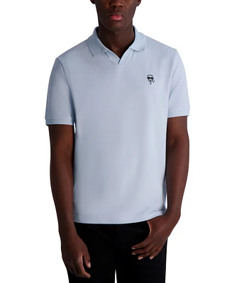 Karl Lagerfeld Paris Men's Short Sleeve Head Logo Pique Polo Shirt