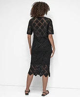 Dkny Women's Crocheted Short-Sleeve Sweater