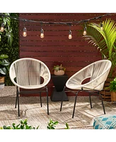Modern Woven Basket Armchairs with Iron Frame (Set of 2)