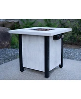 25" Outdoor Propane Fire Pit Table: 50,000 Btu with Charcoal Grain Design