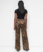 Dkny Women's Animal-Print Pleated Wide-Leg Pants