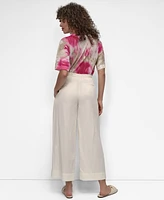 Dkny Women's Belted High Rise Pleated Twill Pants