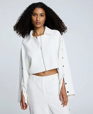 Kenneth Cole Women's Zip-Front Snap-Arm Jacket