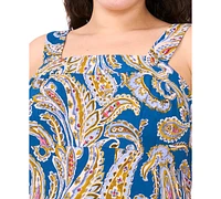 Msk Plus Paisley Square-Neck Sleeveless Maxi Dress