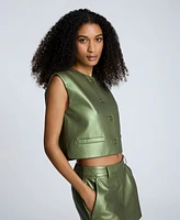 Kenneth Cole Women's Metallic Faux-Leather Boxy Vest