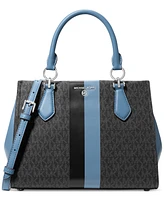 Michael Kors Logo Marilyn Medium Stripe Satchel