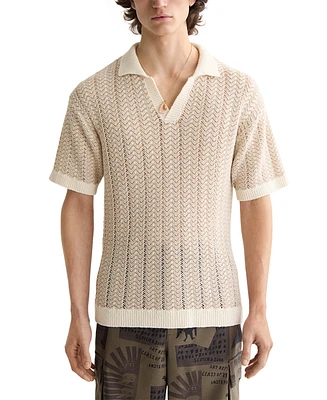 Scotch & Soda Men's Structured Knit Sweater Polo Shirt
