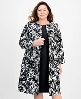 Le Suit Plus Floral-Print Jewel-Neck Jacket Topper & Empire Seamed Dress