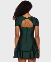 B Darlin Juniors' Cutout-Back Tiered Mini Dress