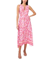 Msk Women's Printed O-Ring-Trim Sleeveless Midi Dress