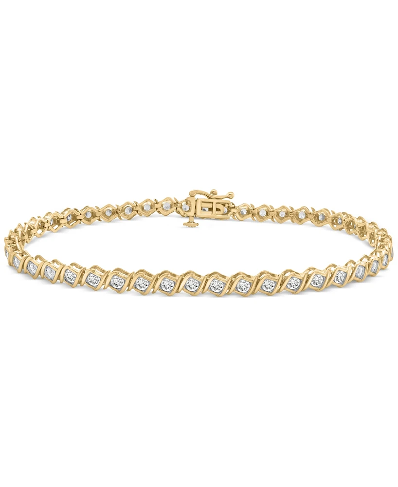 Diamond Swirl Link Tennis Bracelet (2 ct. t.w.) in 10k Gold, Exclusively at Macy's