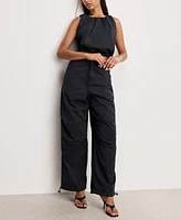Good American Women's Cotton Twill Drawcord-Hem Parachute Pants