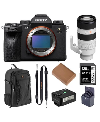 Sony Alpha 1 Mirrorless Camera, Bundle with Fe 70-200mm f/2.8 Gm Oss Ii G Lens, Alpine 200 Backpack, 128GB Uhs-ii Sdxc Memory Card, Extra Battery, 77m