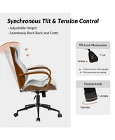 Nuria Office Chair 360-Degree Swivel with Solid Wood Armrests
