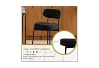 Dyhome Bar Stools Set of 3, 24 Inches Modern Counter Height with Curved Back Metal Legs, Upholstered Boucle Barstools for Kitchen Island, C