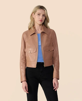 Furniq Uk Women's Bomber Leather Jacket, Created for Macy's