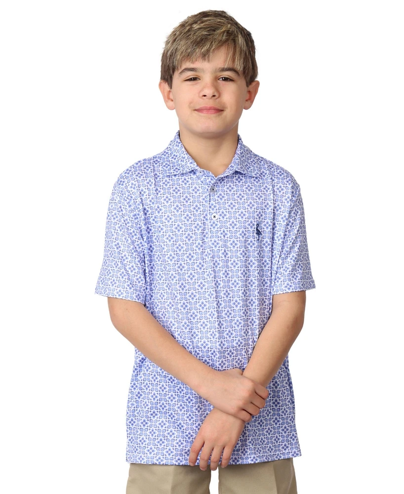 Tailorbyrd Boys Floral Tile Printed Performance Polo