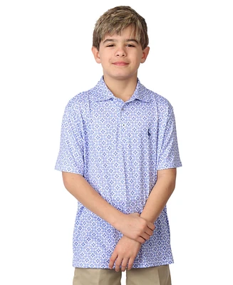 Tailorbyrd Boys Floral Tile Printed Performance Polo