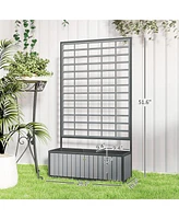 Outsunny Raised Garden Bed, Planter Box with Trellis, Removable Pots,