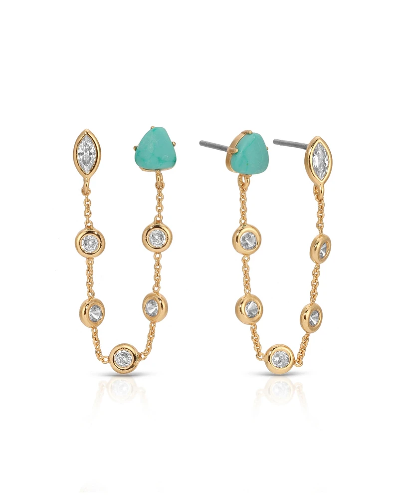 Ettika Double Piercing Turquoise Earrings