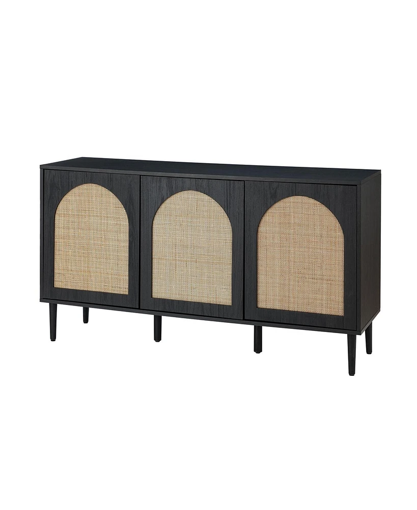 Ulysses Modern 56”Wide Sideboard with 3 Doors and Solid Wood Legs