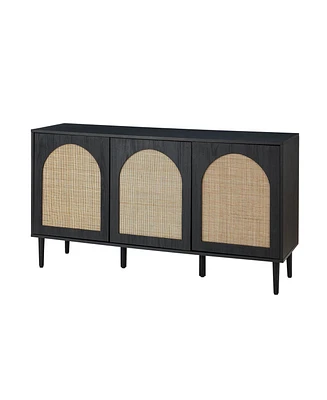 Ulysses Modern 56”Wide Sideboard with 3 Doors and Solid Wood Legs