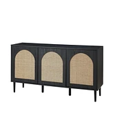 Ulysses Modern 56”Wide Sideboard with 3 Doors and Solid Wood Legs