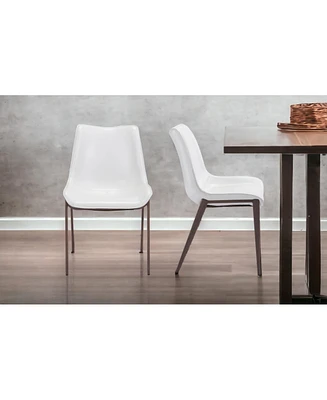 Set of Two Upholstered Faux Leather Open Back Dining Side Chairs