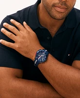Tommy Hilfiger Men's Chronograph Blue Silicone Strap Watch, 46mm