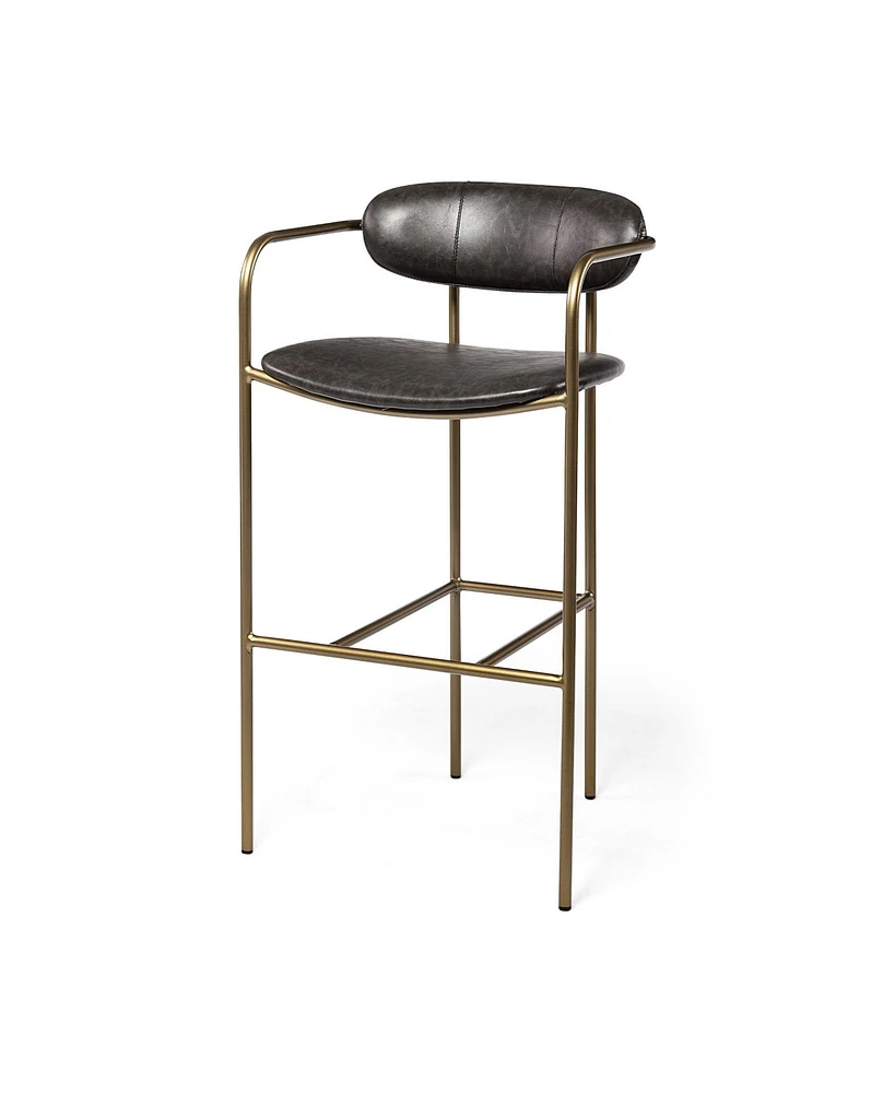 Faux Leather And Steel Bar Height Bar Chair