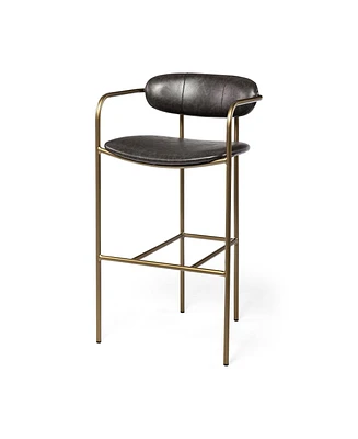 Faux Leather And Steel Bar Height Bar Chair