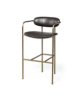 Faux Leather And Steel Bar Height Bar Chair