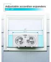 Black+Decker 9" Dual Window Fan for Window Screen with 2 Speed Settings, Twin Window Fan with Mechanical Controls and Removable Legs,Black