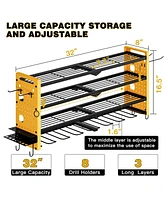 Hausource 4 Tier Power Tool Organizer Shelving Wall Mount Utility Storage Rack，Yellow