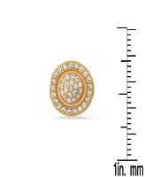 Steeltime Women's Brass Simulated Diamonds Round Stud Earrings