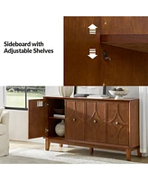 Ema Mid-Century Sideboard With Solid Wood Legs and Adjustable Shelves
