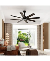 65 inch ceiling fan without light, can be used both indoors and outdoors, with remote control, reversible Dc motor, no noise, suitable for bedroom, li