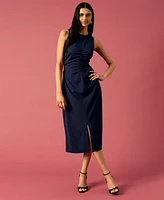 Donna Morgan Women's V-Neck Sleeveless Midi Crepe Dress
